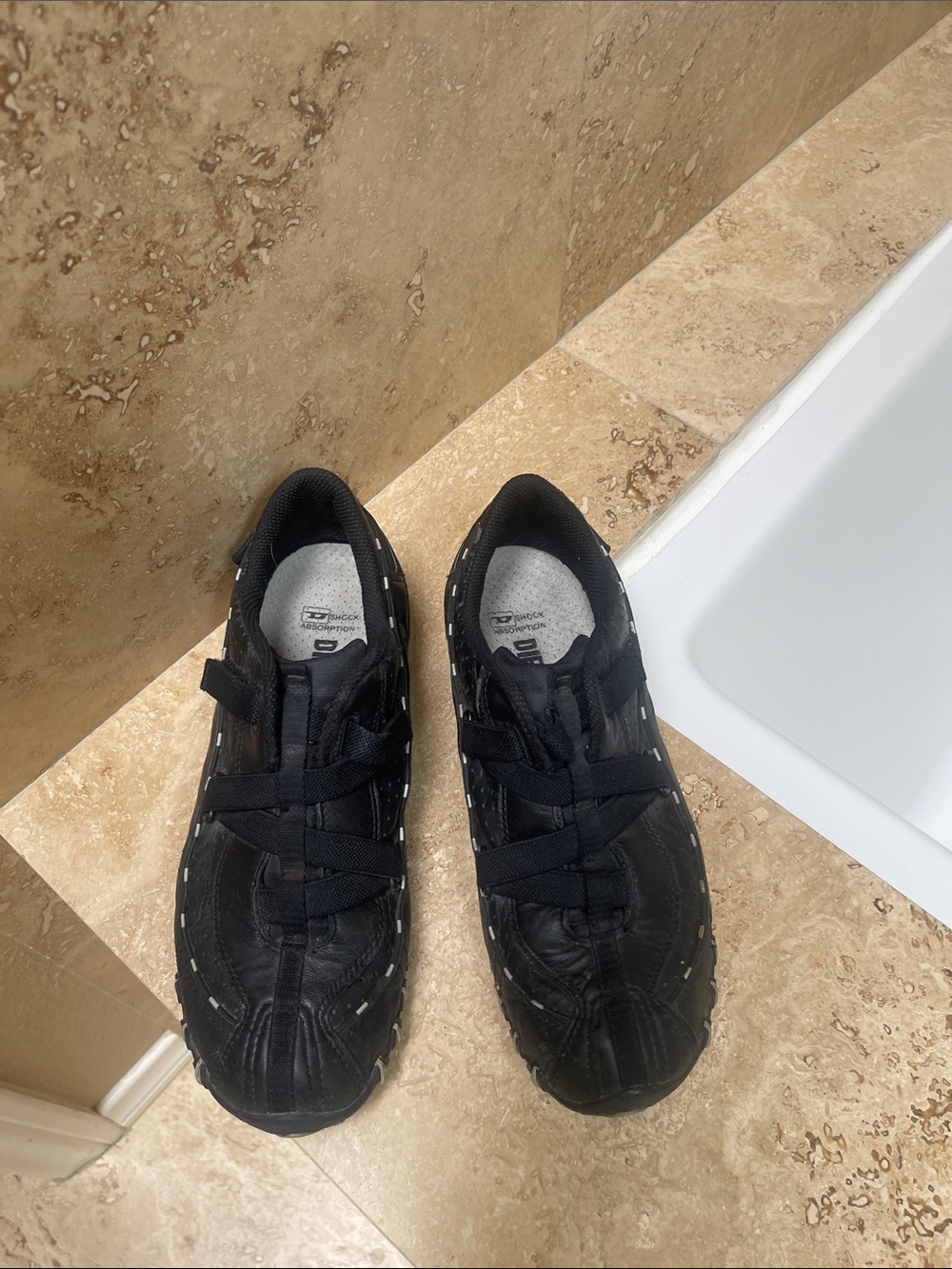Diesel Women's Black Athletic Slip-On Sneakers with Reflective Accents